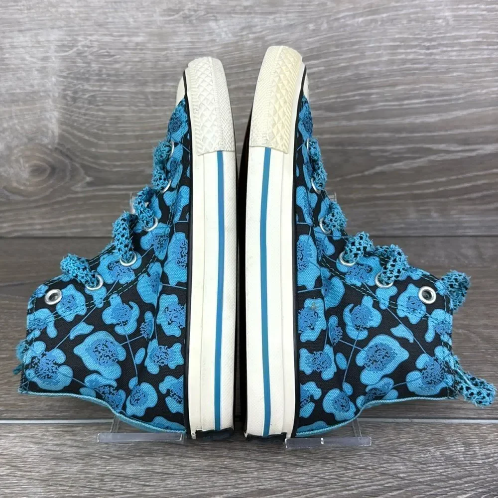 Converse CT All-Star x Dr Woo Little Girl Sz 13 Hi Top Blue Floral Sneakers